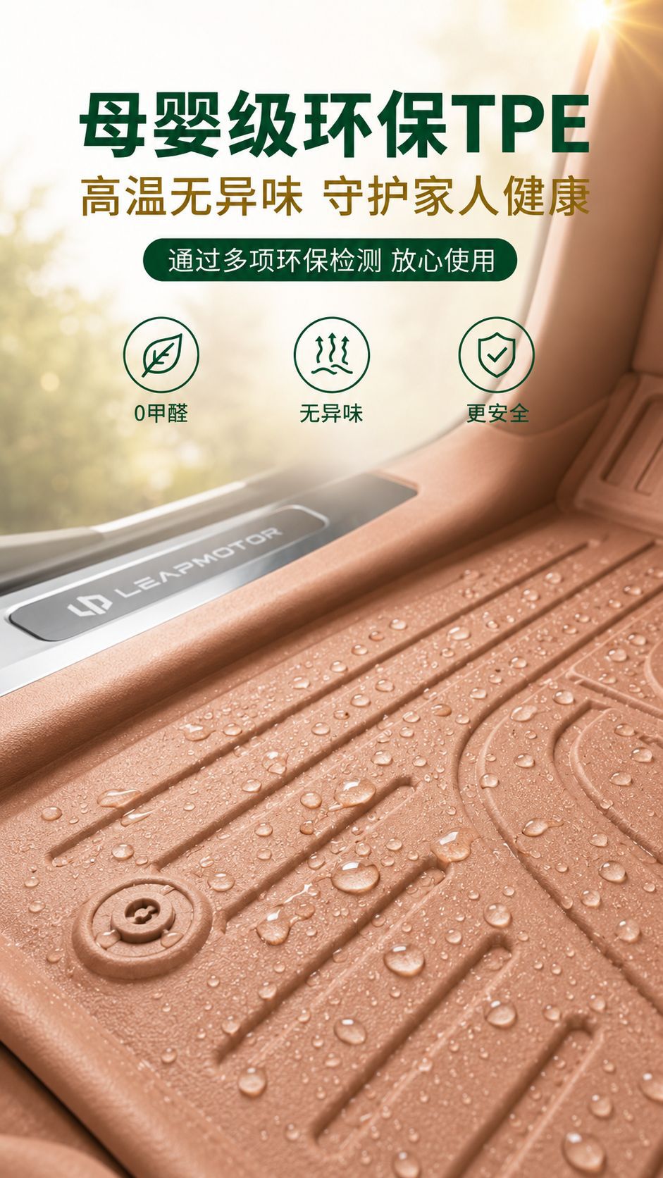 Tpe Floor Mats for Leapmotor C11 Model, Dust-Proof Car Interior Accessories, Eco-Friendly Tpe Leapmotor C11 Door Sill Covers