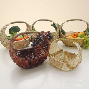 Rattan wicker hand basket gift fruit basket gift portable flower basket willow basket high-end fruit shop special basket