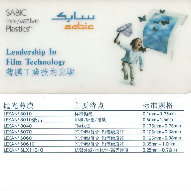 SABIC 6060 LEXAN 沙伯基础6070T V0等级阻燃薄膜