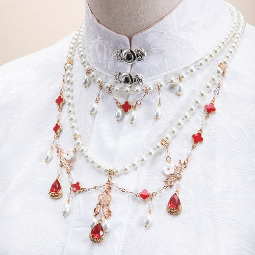 Ancient style Hanfu Ming-made necklace cheongsam accessories retro flat collar forehead ornament eyebrow pendant 23.9GF172