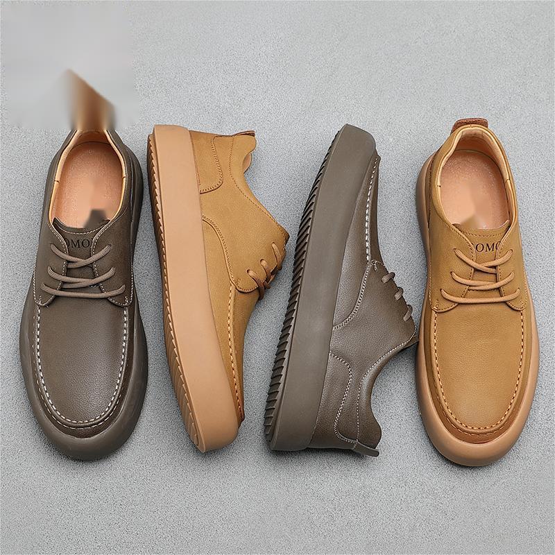 Neue Herren-Sneaker aus Leder mit dicker Sohle, flacher Sohle und Arbeits-/Freizeitcharakter, Modell 3219 (2023)_voghion.com