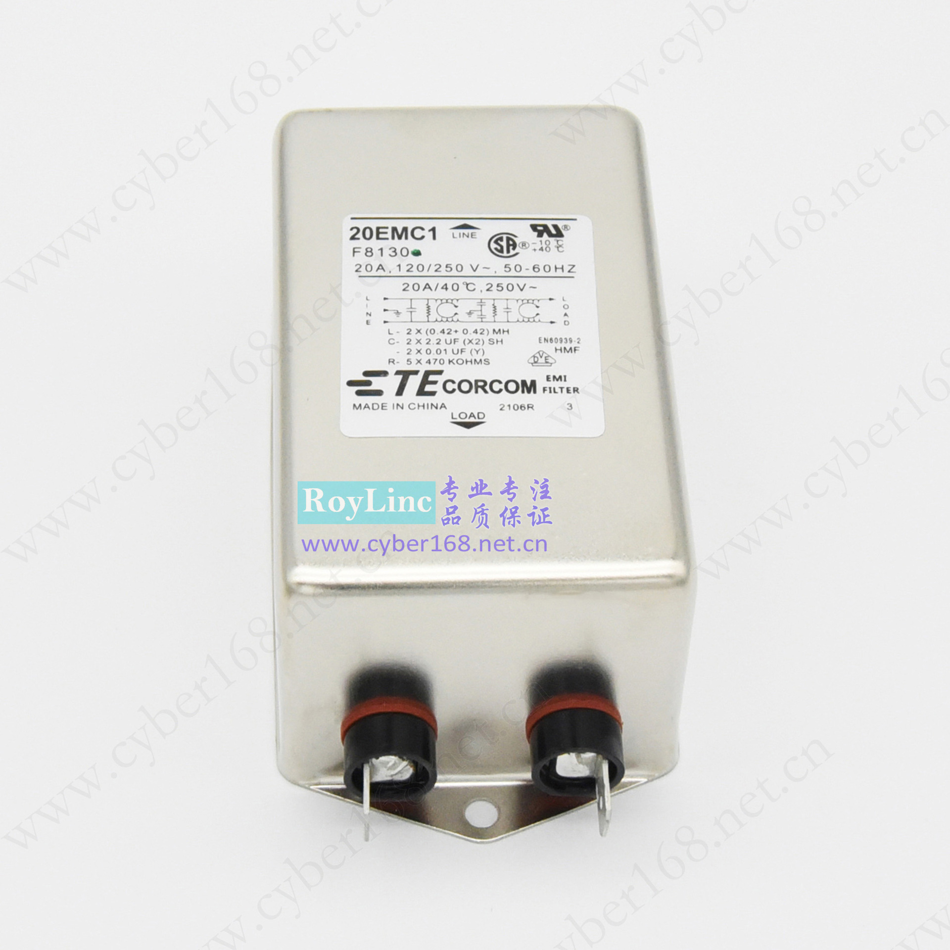 20EMC1 20A F8130 1-6609037-5跑步机用 Corcom VDE EMI UL滤波器