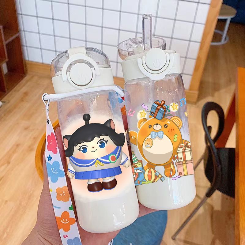 蛋仔派對塑料杯勞改蛋保冷超萌可愛食品級吸管杯便攜式水杯子