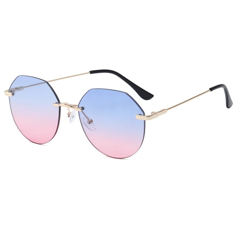 2020 nuevas gafas de sol sin marco para mujeres ins cara redonda Internet celebridad gafas de sol estrella Street shooting gafas moda gafas lisas