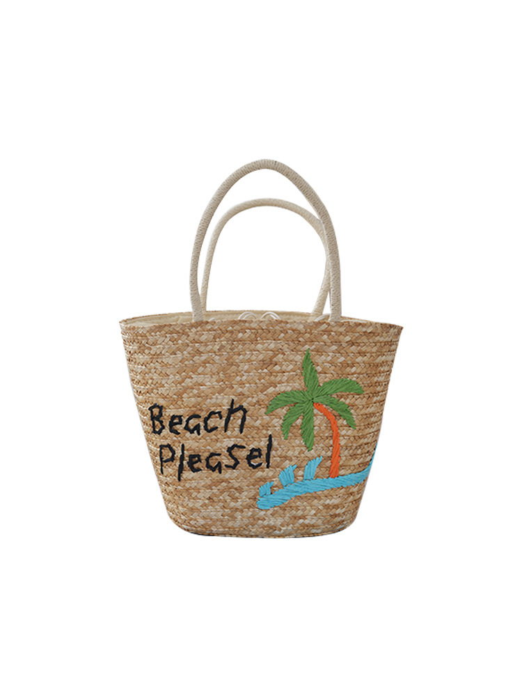 新しい夏の編みバッグ、麦わらバッグ、海辺の休暇にぴったりの編み刺繍入りレディース麦わらバッグ、インスタ映えするハンドバッグ