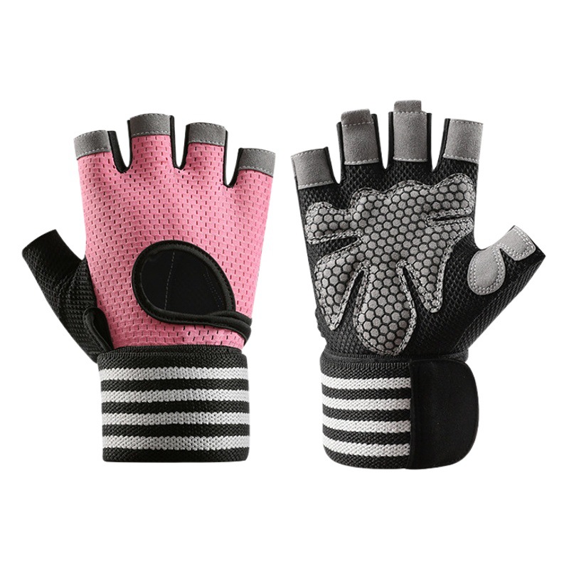 Men's Breathable Non-Slip Wrist Protection Gym Weightlifting Dumbbell Women's Half-Finger Sports Outdoor Cycling Fitness Gloves