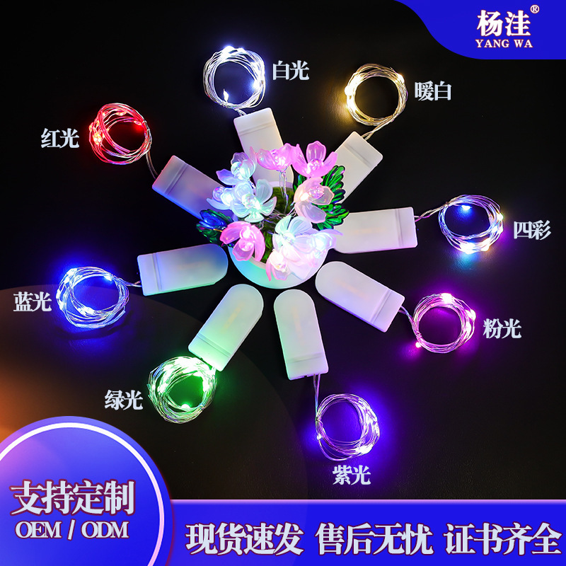 Cross-Border Led Light String Button Battery Box Copper Wire Light String Small Light Bouquet Gift Box Decorative Colorful Light String 1.2m Lights