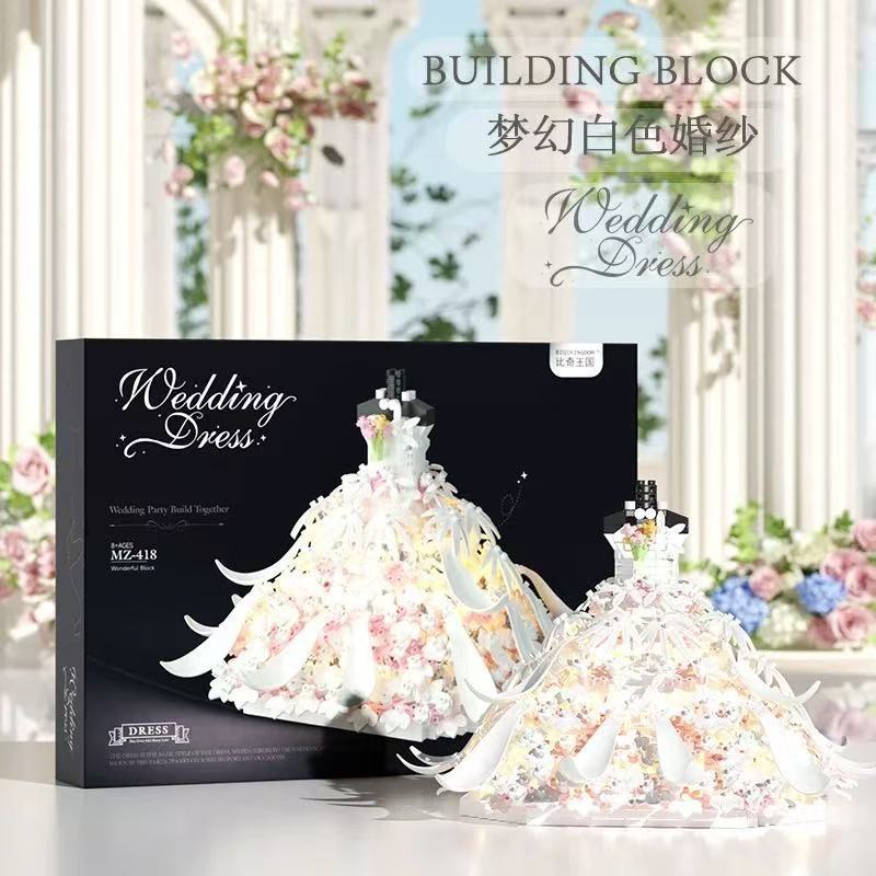 MZ - 418: Vestido de boda blanco 1500 gránulos