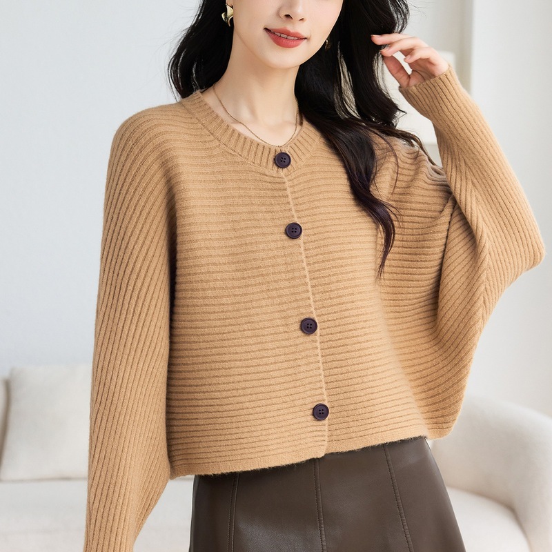 小个子短款针织衫蝙蝠袖外套女春秋宽松显瘦上衣2025新款毛衣开衫|undefined