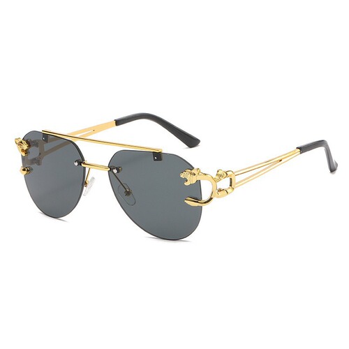 New European and American Cross-border Fashion High-end Sunglasses Men's Women's Large Face Slimming Leopard Head Sun Glasses Same Style as Internet Celebrities