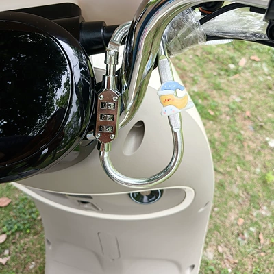 Lock Bike Basket — Helmet lock - large-silver-blue-hat-moon
