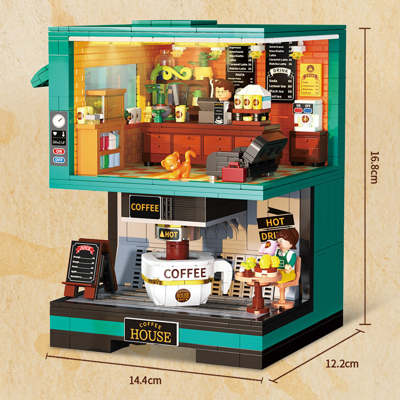 DZ6135 jardín creativo de café DZ6017 doble cafetera ensamblada bloques adornos chicas al por mayor