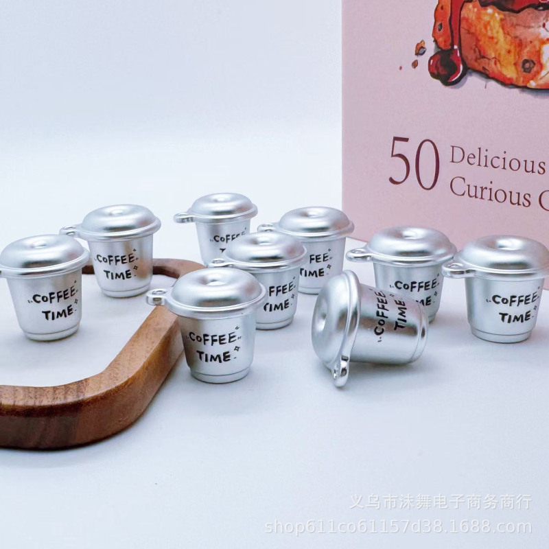 Minimalist Ins-Style Coffee Cup Keychain, Creative Coffee Time 3D Cup Pendant, Bag Accessory