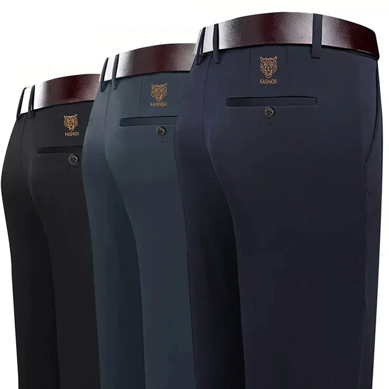 Мужчины среднего возраста повседневные длинные брюки эластичные брюки отец свободный прямой папа брюки