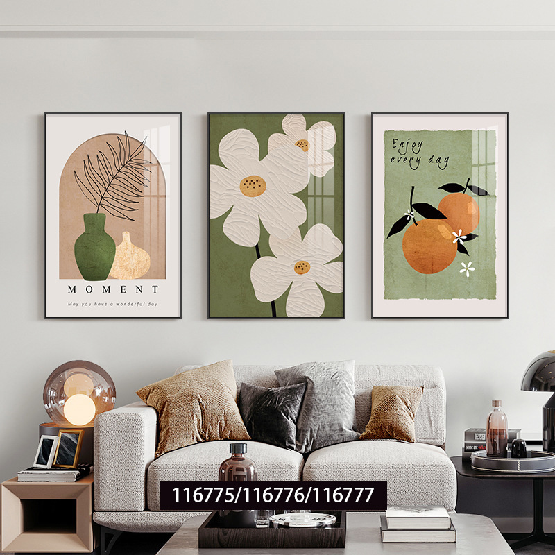 Sala de estar nórdica decoración moderna simple sofá fondo pintura de pared colgante pintura de pared del comedor tríptico pintura de pared del dormitorio