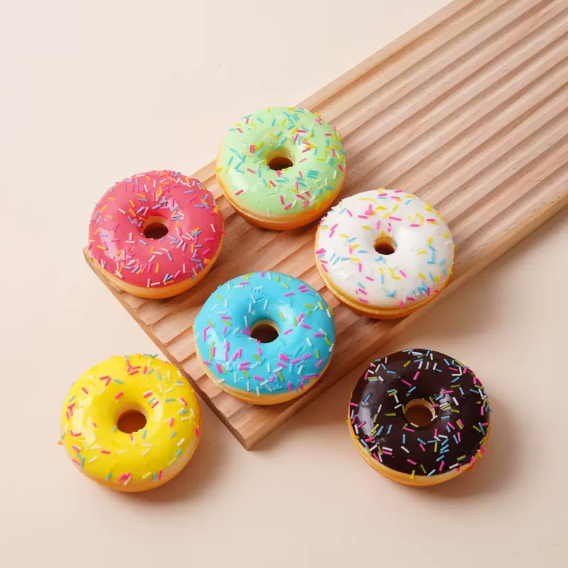 PU仿真甜甜圈冰箱贴趣味食玩磁吸装饰摆件仿真食物捏捏乐玩具