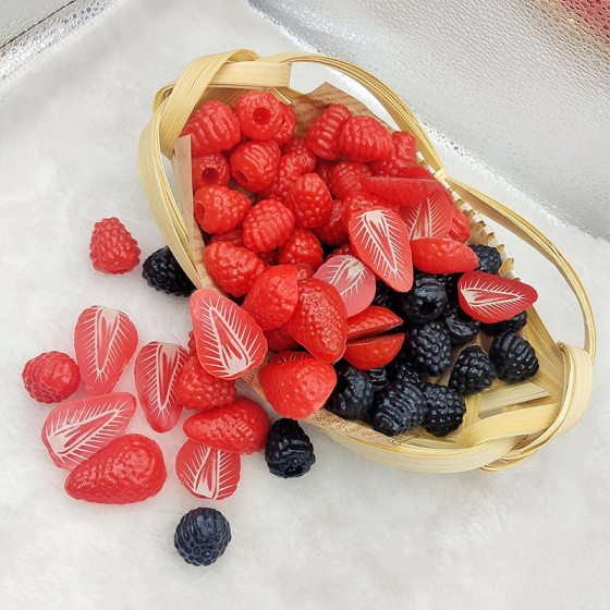 Simulated Raspberry Plastic Simulated Red Raspberry Black Raspberry Fruit Strawberry Slices Supermarket Decoration Home Prop Model