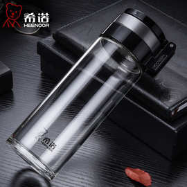 希诺单层玻璃杯大容量带提环户外加厚带滤网泡茶车载商务茶杯