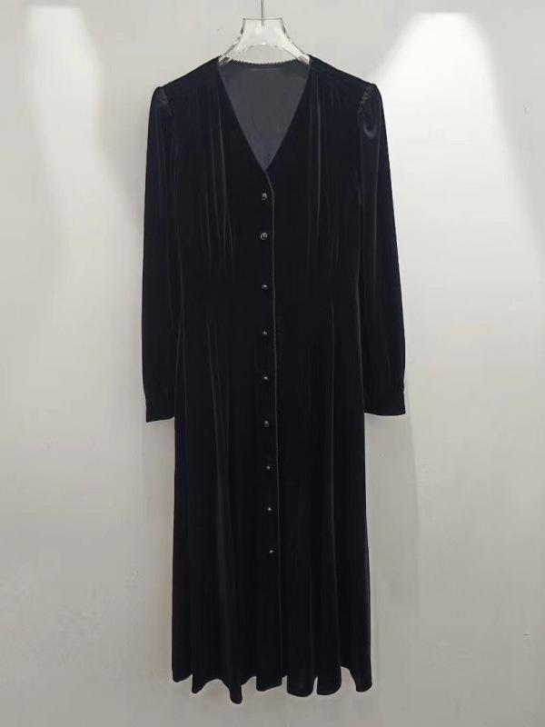 伊*L精致花边装饰丝绒针织显瘦百搭连衣裙2025冬季新款1G9993521|undefined