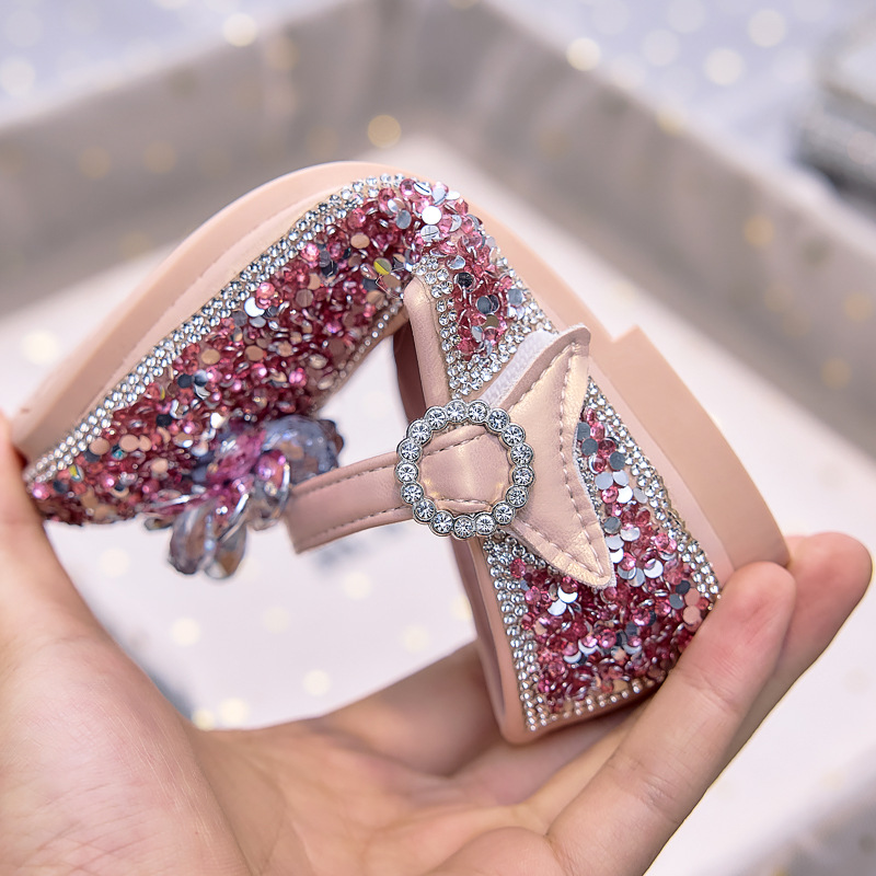 Zapatos de Cristal de Princesa para Niñas, Suela de Caucho, para Fiestas y Vestidos