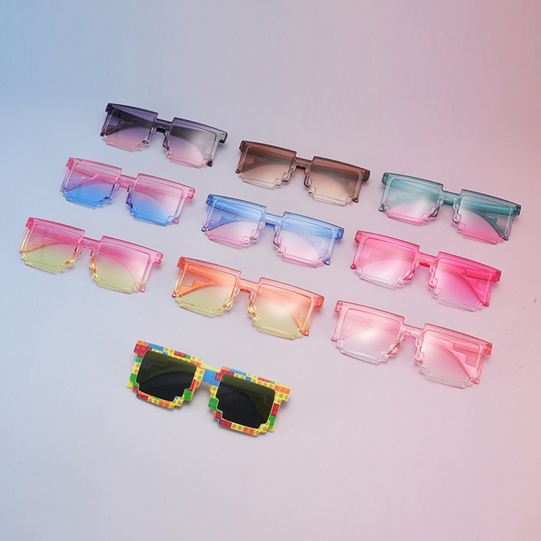 馬賽克自拍搞怪眼鏡網紅同款大佬派對墨鏡方形太陽鏡廠家批發