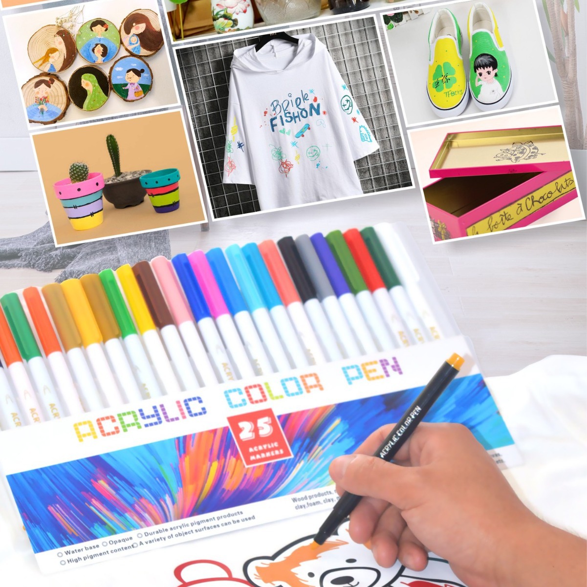 Transfronterizos para gran capacidad de acrílico rápido secado marca pincel impermeable para niños graffiti pincel de pintura DIY pincel de pintura al por mayor