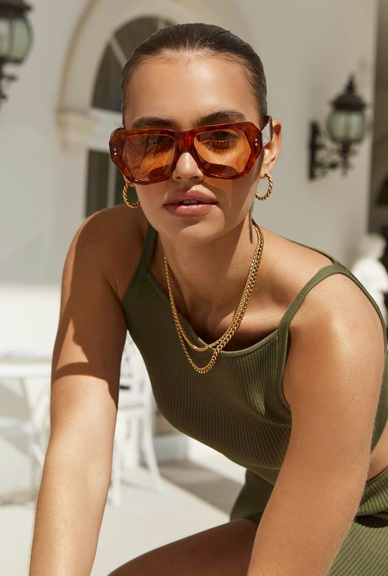 54g Weight Full Frame Glasses Structure Sunglasses Classification Retro PC UV400 Protection Polygon Full Frame Women's Sunglasses
