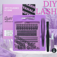 diylashkit 接着剤つけまつげセットセグメント化されたハードステムつけまつげ大容量フラットまつげ卸売