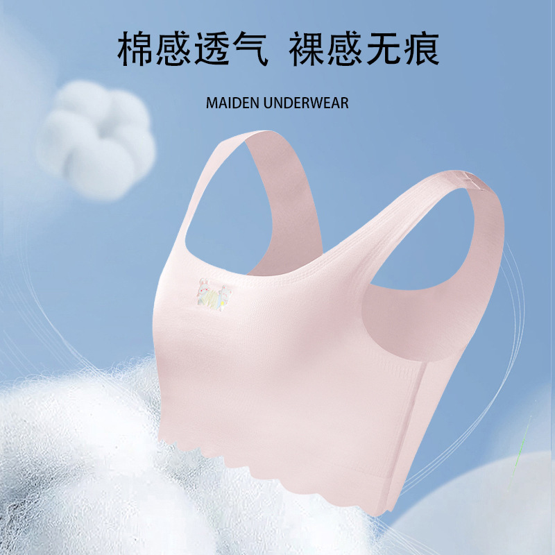 Customized One-Stage Girls' Primary School Underwear Development Period Anti-Bump Vest Breathable Girl Bra for 9-13 Years Old