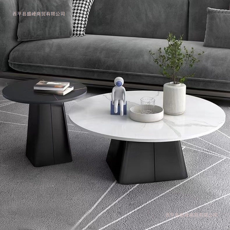 Luz y lujo moderno mesa de té redonda de tabla de roca sala de estar casa pequeña mesa de té redonda mesa de estudio