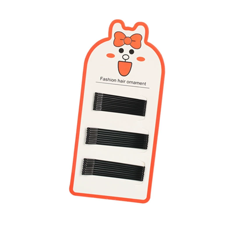 Black Steel Hairpins (Korean Style), Assorted Shapes & Sizes, Carded Pack