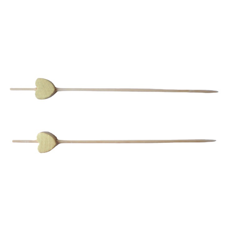 100 pcs/paquete de tenedores de frutas desechables al por mayor Golden Love Peach Heart Fruit Signo de frutas Decoración de platos Arte Bambú