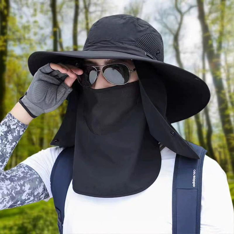 Travel sun hat, summer breathable mask solar-powered, with neck protection