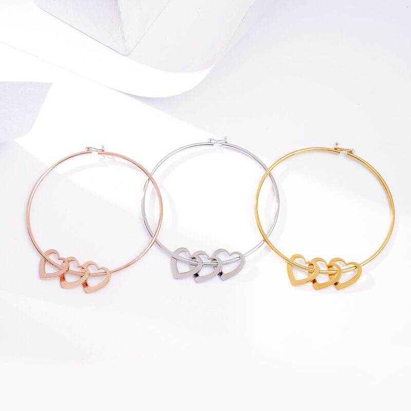 Stainless Steel Letter Name Heart Bracelet Titanium Steel Bracelet European and American Style Love Heart Women's Fashion Cross-Border Bracelet