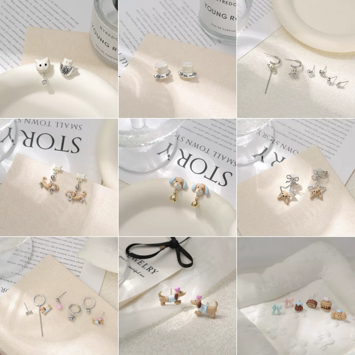 秋冬款宠物系列狗狗耳钉s925银针耳饰时尚百搭环保电镀门店批发