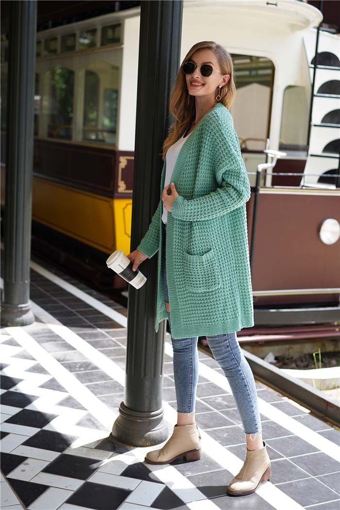 Mid-Length Loose Knitted Cardigan NSYF72048