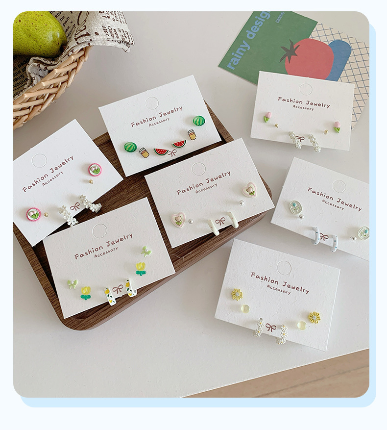 1 Set Flower Cute Sweet Alloy Enamel Ear Studs display picture 3