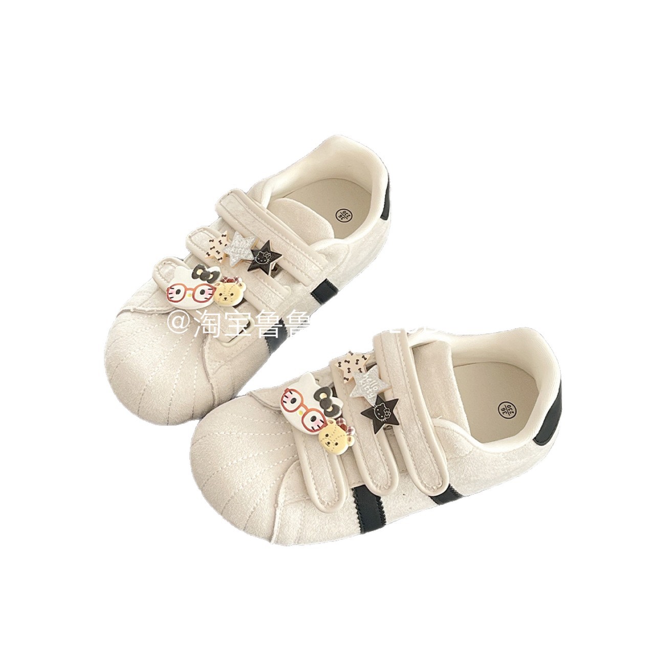 Concha cabeza velcro de entrenamiento de otoño invierno 2025 nuevo aumento de caída deportes de caña casual zapatos de fiesta de estudiantes pequeños blancos