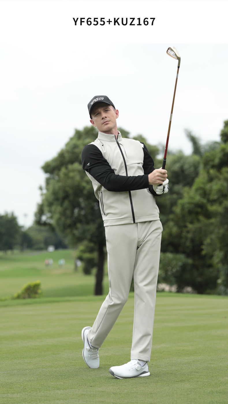 Áo ghi lê golf PGM nam chống gió nhẹ, cổ đứng, form vừa — YF655-Gi lê trắng, YF655-Áo gi lê màu đen, YF655-Gi lê kaki chi tiết 10