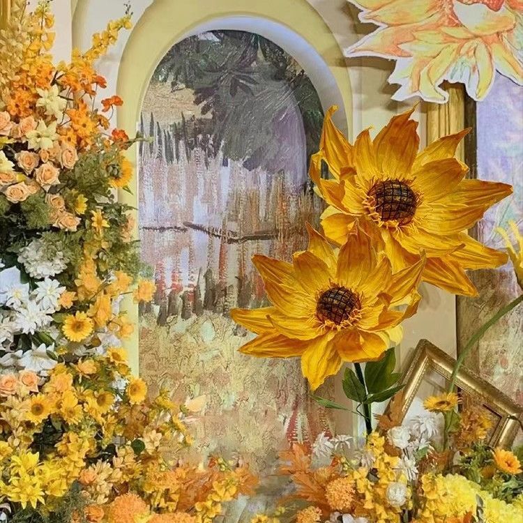 Window Display Decorations for Store Opening, Handmade Artificial Sunflowers, Art Garden Artificial Flower Scene Arrangement, Mother's Day