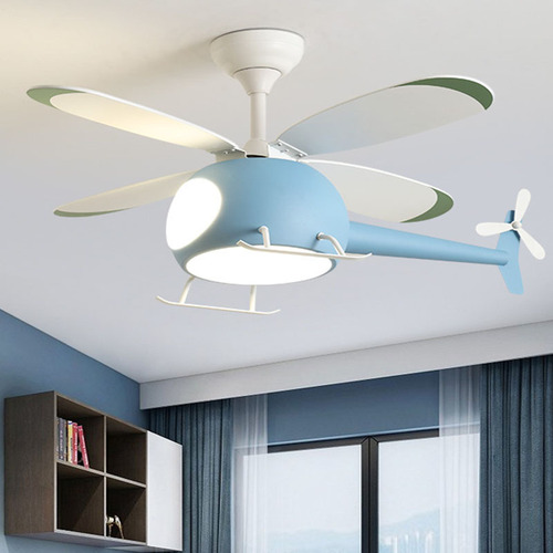 Children's fan lamp boy girl bedroom ceiling fan lamp full spectrum aircraft electric fan chandelier home lighting cross-border