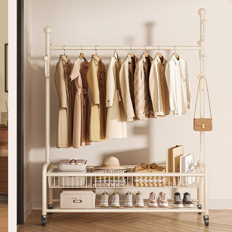 Simple Clothes Drying Rack, Living Room Floor-Standing Coat Rack, Bedroom Clothes Storage Artifact, Removable Dormitory Clothes Storage Rack