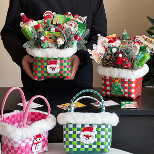 Christmas Apple Bouquet basket wholesale cartoon cute plush Christmas Eve gift portable flower basket factory delivery