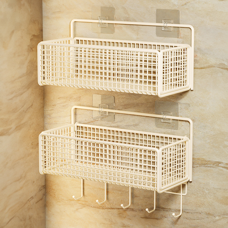 Household Storage Rack Hanging Basket Wall Hanging Non-Punch Large Capacity Storage Rack Student Toilet Storage Bathroom Rack