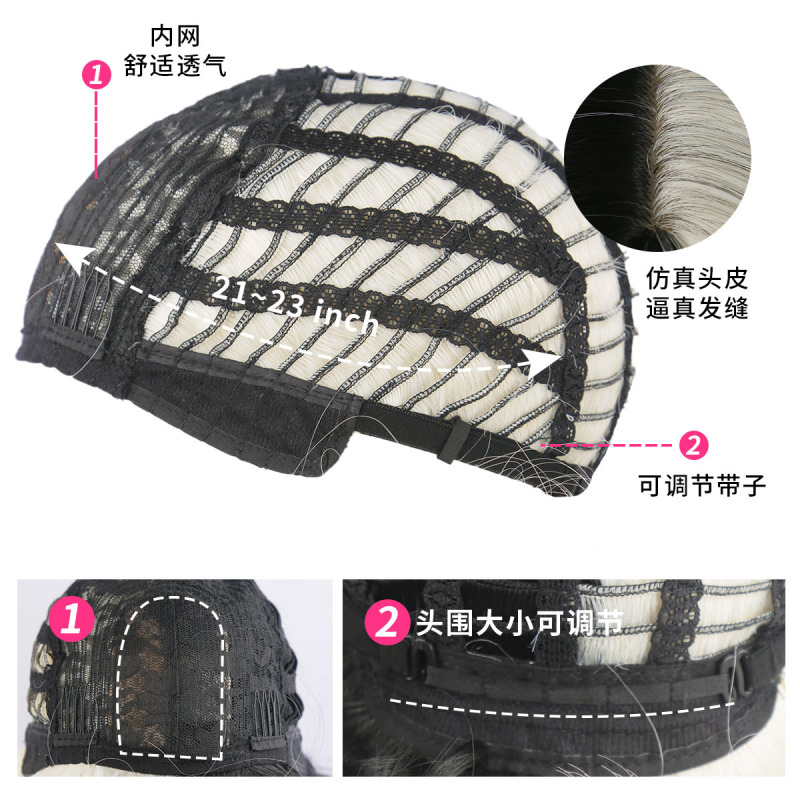 跨境外贸欧美假发女短卷发黑白魔女库伊拉cos造型阴阳厂家批发|undefined