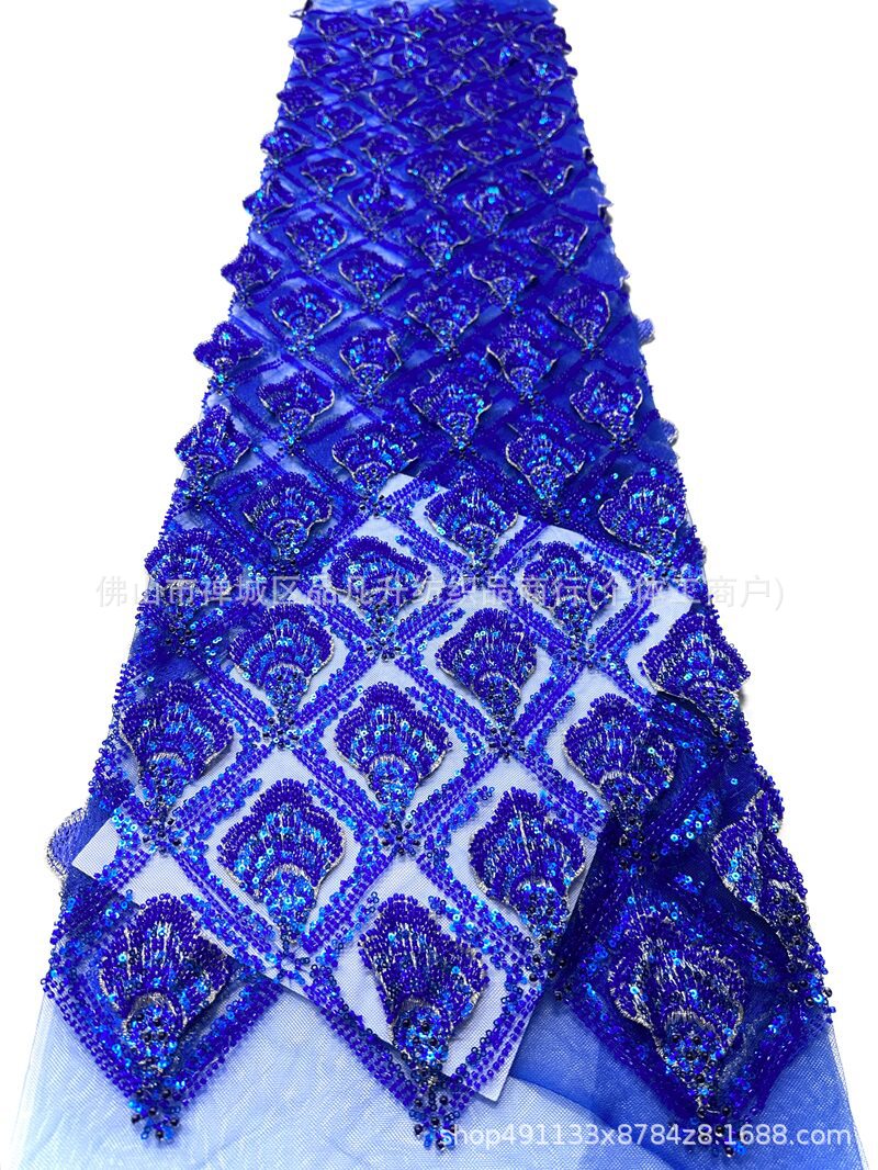 Multicolor calcomanías cuentas esquinillas bordadas tela de bordado de encaje pesado vestido de boda tela de vestido de alta definición