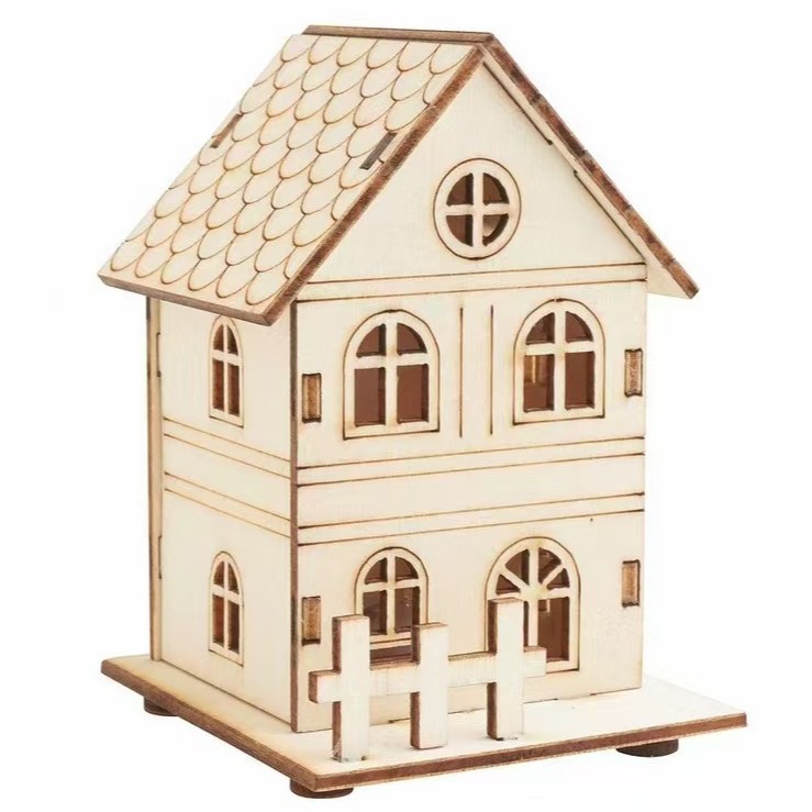 跨境圣诞节装饰发光小木屋木质摆件家居装饰小房子桌面摆件工艺品