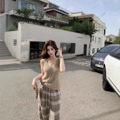 Lilylikes「クールジャズレイジーサマー」エレガントな光沢のあるゴールドワイヤー立体韓国カジュアルスリムベスト