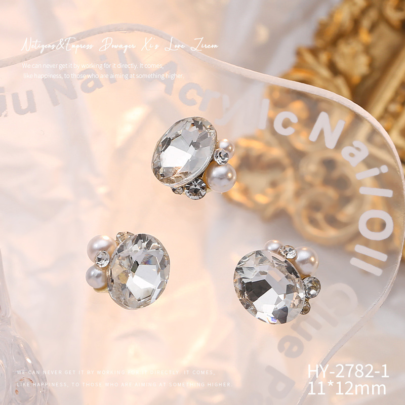 Celebridad en línea Maillard joyería de uñas de cristal pila diamante producto terminado flash torcido corazón grasa cuadrado hecho a mano perla joyería de uñas