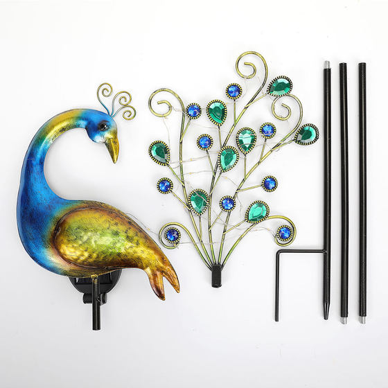 Cross-border Amazon solar peacock lamp courtyard garden decoration crafts lawn lamp villa layout plug lamp